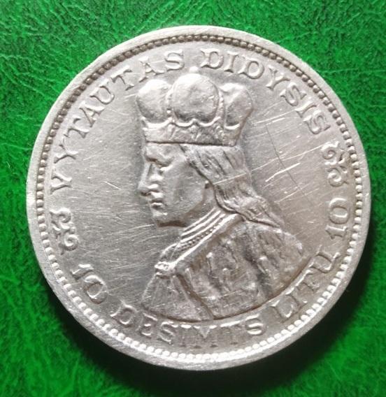 Литва 10 лит серебро 1936 год монета