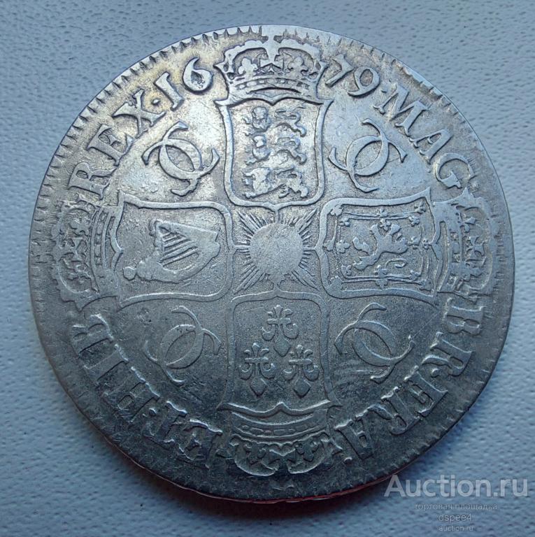 Англия Великобритания  крона 1679 Карл II PRIMO ,отличная RRR