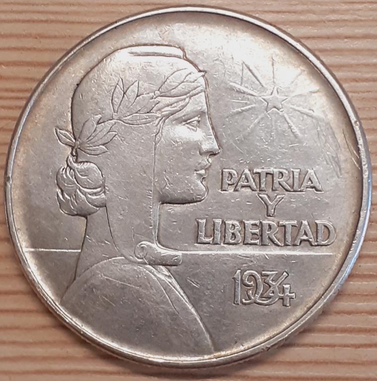 Куба 1 песо 1934 г. Серебро. Оригинал. Нечастая. VF+