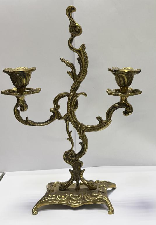 Подсвечник двухрожковый на 2 свечи Бронза Латунь 28 см