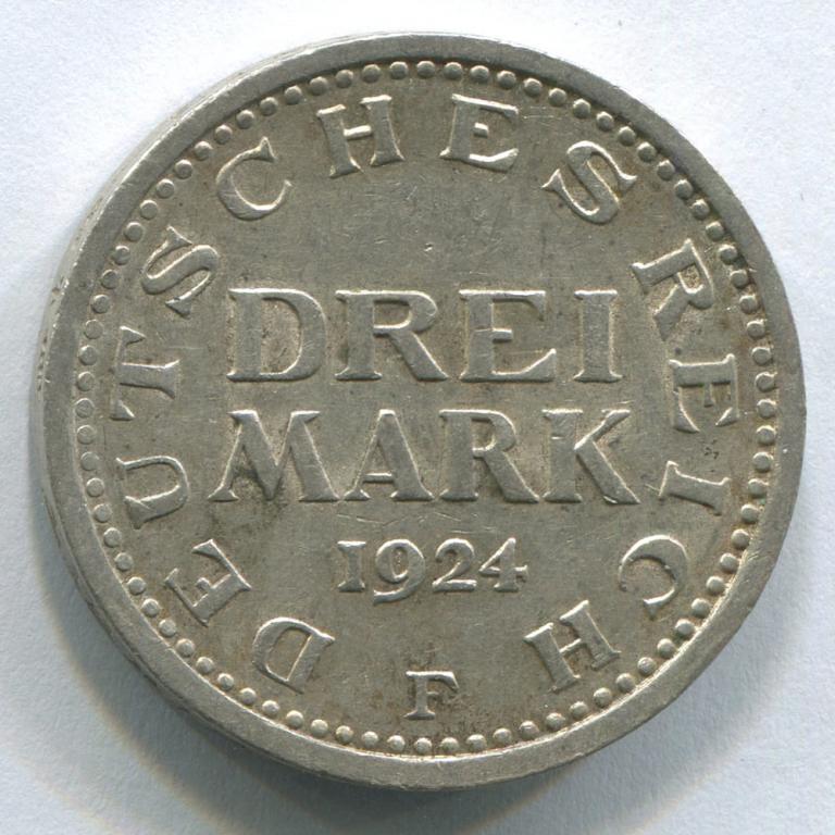 ГЕРМАНИЯ/ВЕЙМАР 3 МАРКИ 1924 F XF