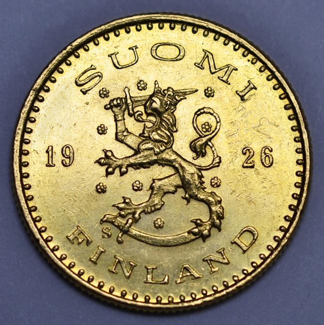 Финляндия 100 марок 1926 S ЗОЛОТО 900 ПРОБЫ, 4.21 ГРАММА