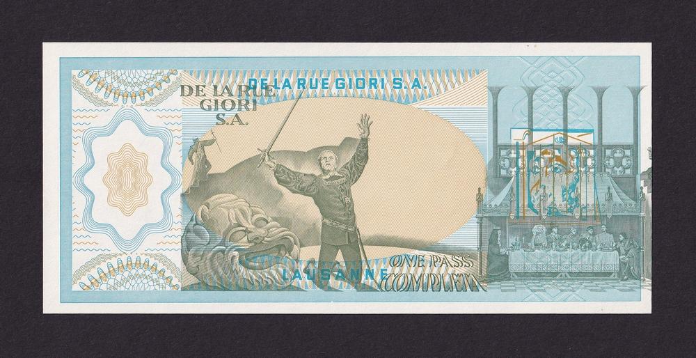 De La Rue Лозанна (Великобритания) UNC Тестовая банкнота