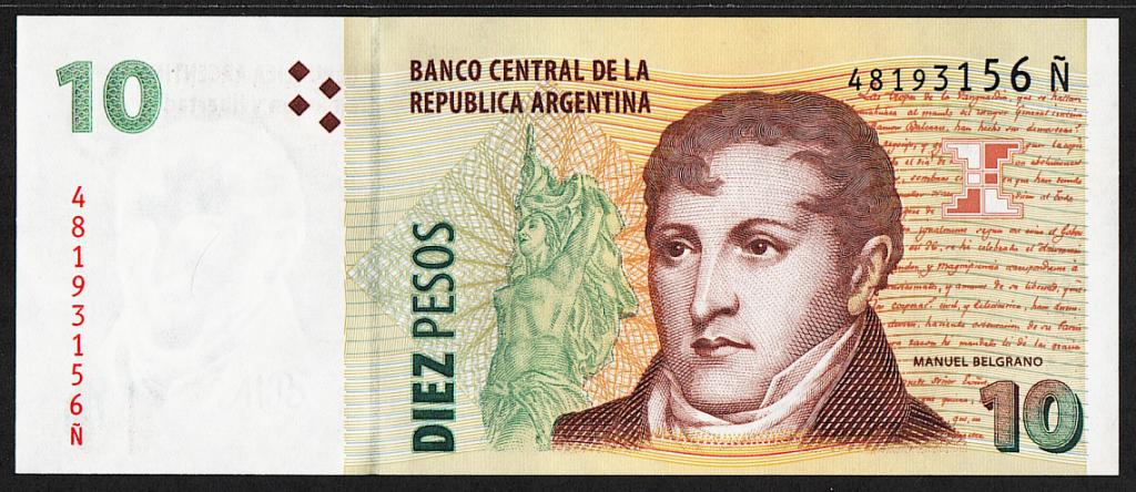 Аргентина. 10 песо. 2013 г. UNC. В1-4539