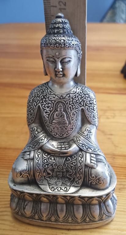статуэтка Будда, тибетское серебро, высота 12 см