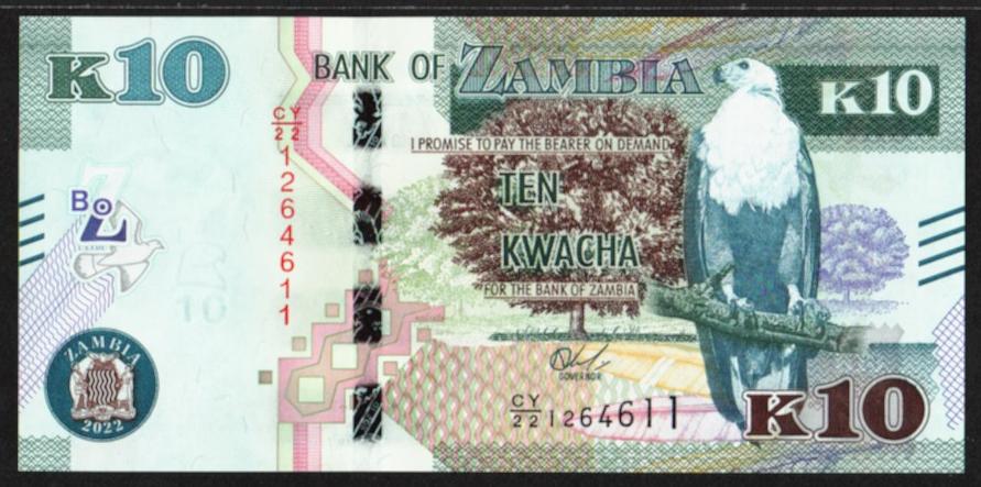 Замбия. 10 квача. 2022г. UNC. ПРЕСС. В1-4248