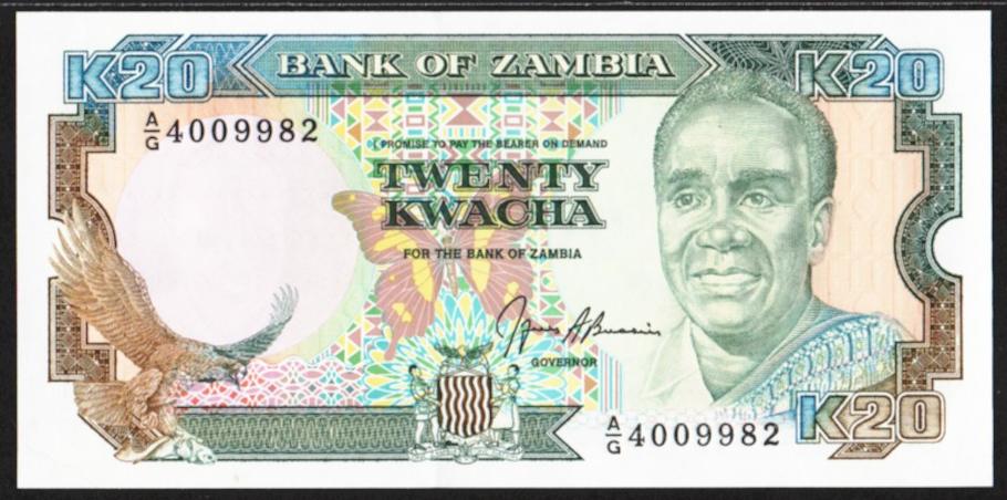 Замбия. 20 квача. 1989 - 1991 гг. UNC. ПРЕСС. В1-4205