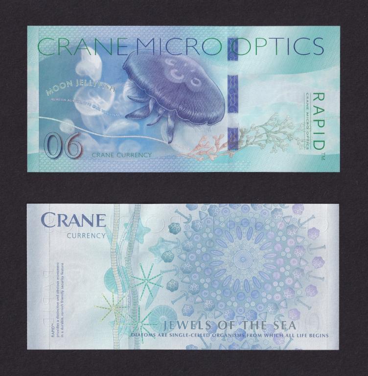 Crane Currency 2022г Ушастая Медуза (США и Швеция) UNC Тестовая банкнота