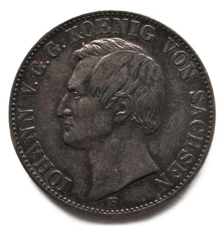 САКСОНИЯ 1 талер 1859 СЕРЕБРО !! ИОГАНН !! ИДЕАЛЬНАЯ РОДНАЯ ПАТИНА