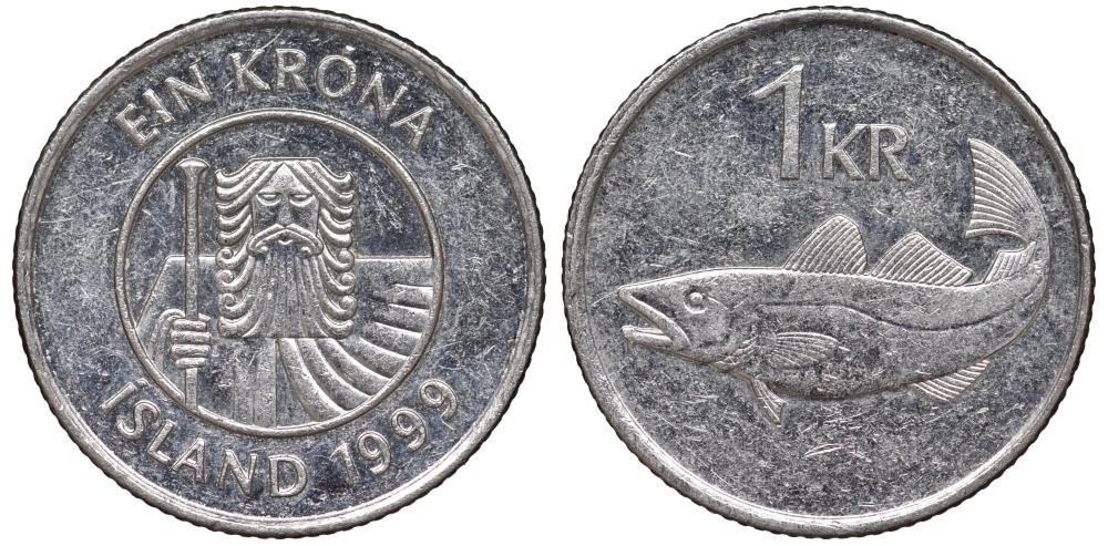 Исландия 1 крона 1999       18-1054