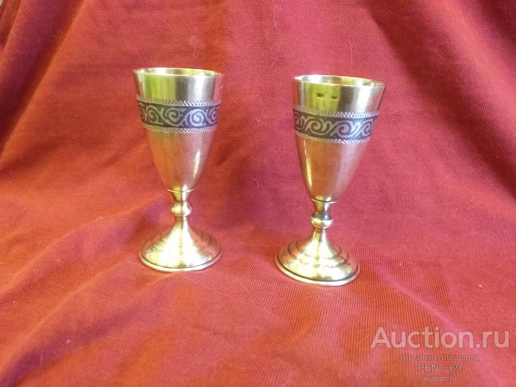 Рюмка.Серебро.875 пр.2 шт.-1 лот.Золочение.