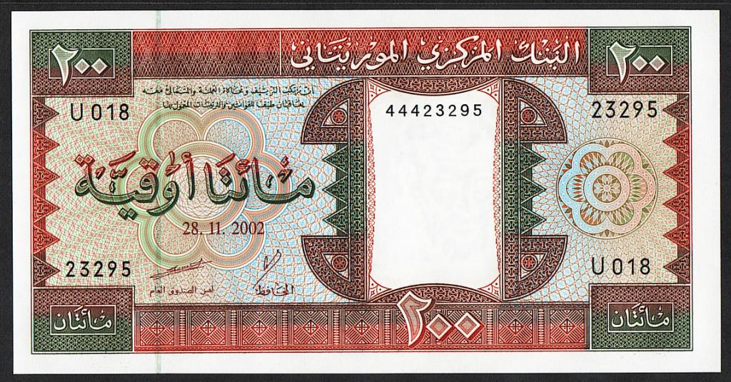 Мавритания. 200 угия (угий). 2002г. UNC. ПРЕСС. В1-4529