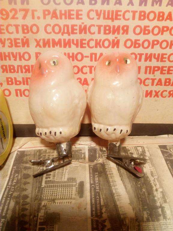 Игрушка ёлочная .Филин.Стекло СССР