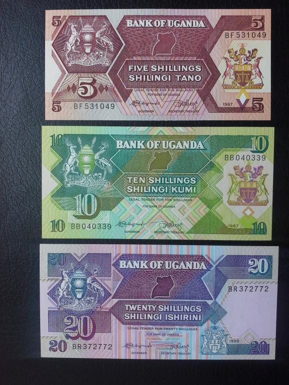 Уганда 1987-1988 год. Р-27,28,29в  UNC.  Пресс