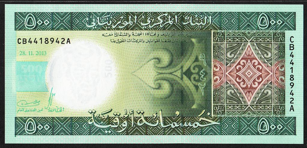 Мавритания. 500 угия (угия). 2013г. UNC. ПРЕСС. В1-4395