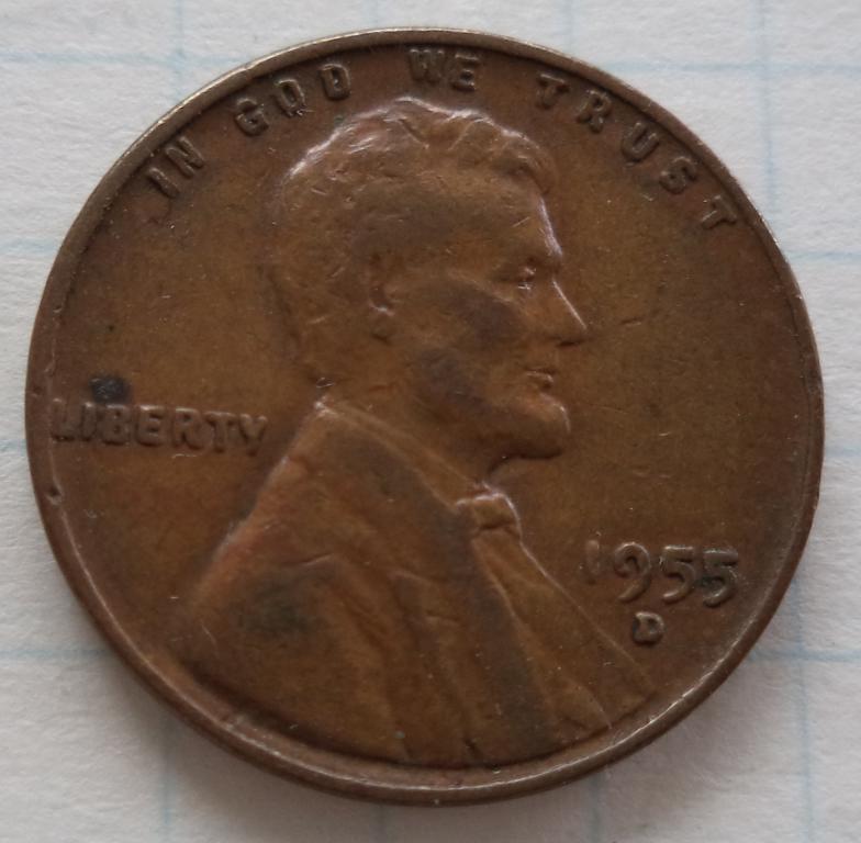 США  1 цент  1955 г.  D   п.9