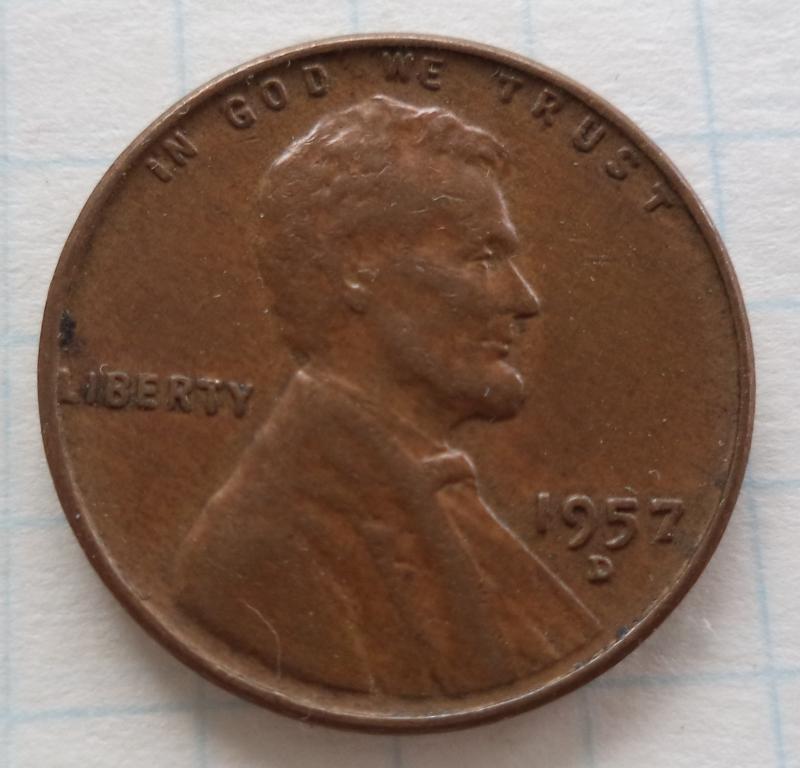 США  1 цент  1957 г.  D   п.9