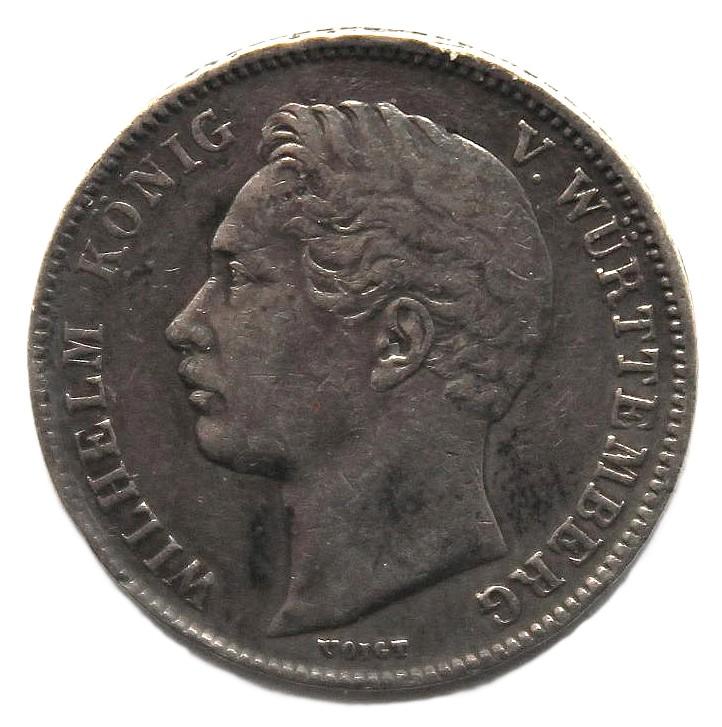 ВЮРТЕМБЕРГ 1/2 гульдена 1840 СЕРЕБРО !! ВИЛЬГЕЛЬМ
