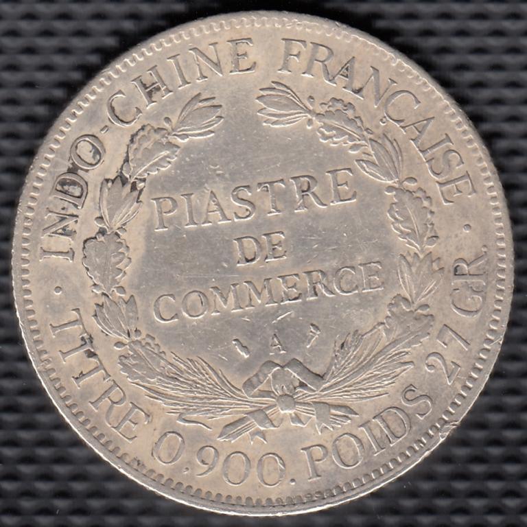 Французский Индокитай 1 пиастр 1913 А - Оригинал, VF+ / XF-, Серебро.