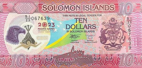 Соломоновы 10 долларов 2023 P39 Тихоокеанские игры 17-е полимер unc