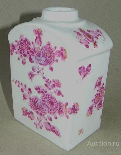 чайница, фарфор, роспись пурпуром, Майсен, XVIII в.