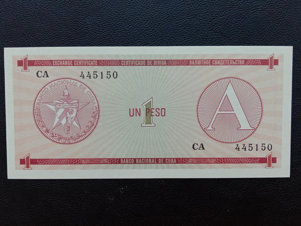 Куба 1 песо валютный сертификат 1985г.   UNC    Р. FX1