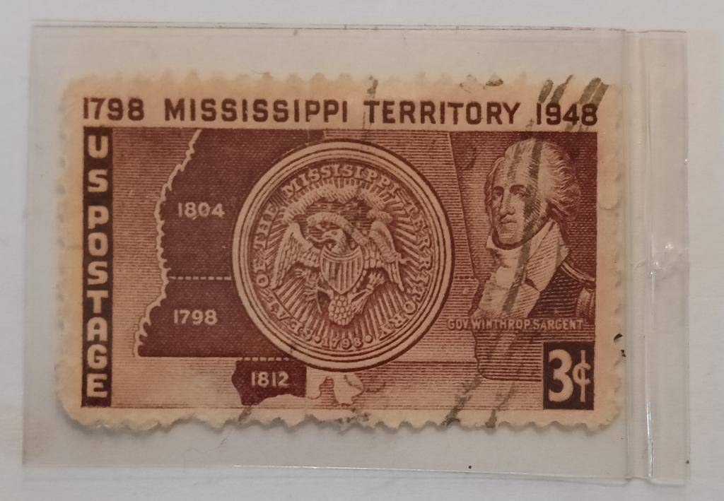 Марки_США, 3 цента 1948 год, 150 - летие территории Миссисипи, Гашёная, Редкая!;