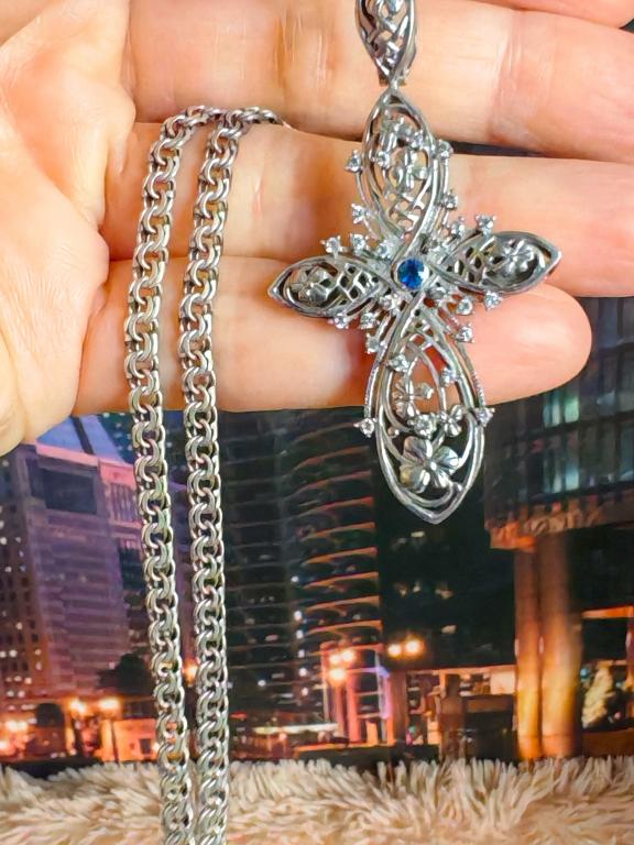 КРЕСТ кулон подвеска на цепочке СЕРЕБРО 925