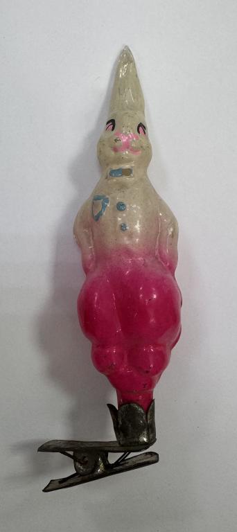 Новогодняя елочная игрушка Заяц на прищепке СССР