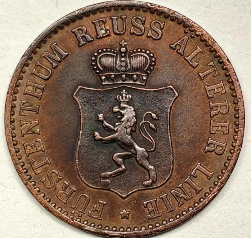 3 ПФЕННИГА. РЕУСС. 1868г.