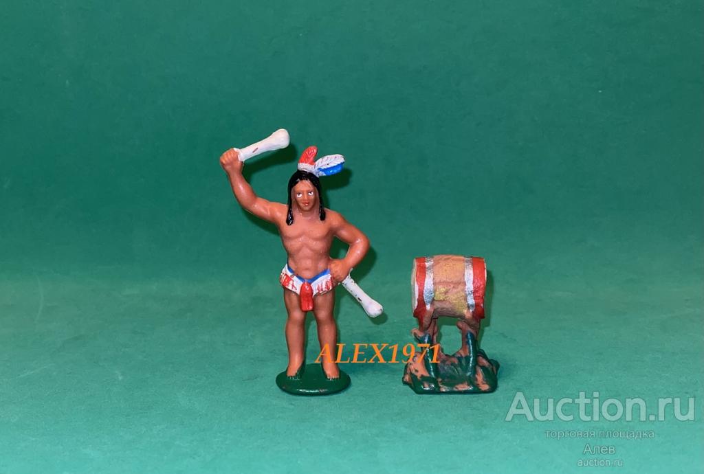 № 056 КЕОКУК, ИНДЕЕЦ С БАРАБАНОМ, ИНДЕЙЦЫ, КОВБОИ, СОЛДАТИК, ГДР, РЕЗИНОВЫЙ, ВЕСТЕРН, ДИКИЙ ЗАПАД