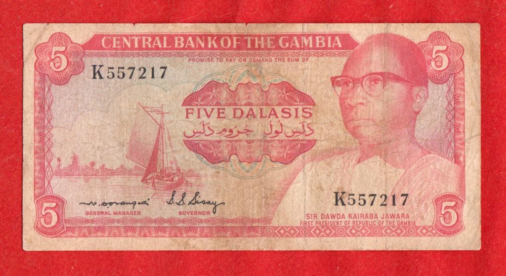 Гамбия, 5 даласи, 1972-1986, K 557217, ПЕРВЫЙ ВЫПУСК - Pick P-5с, RRR