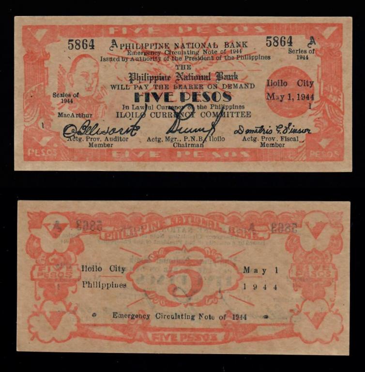 Филиппины 5 песо (писо) 1944 г. 5864