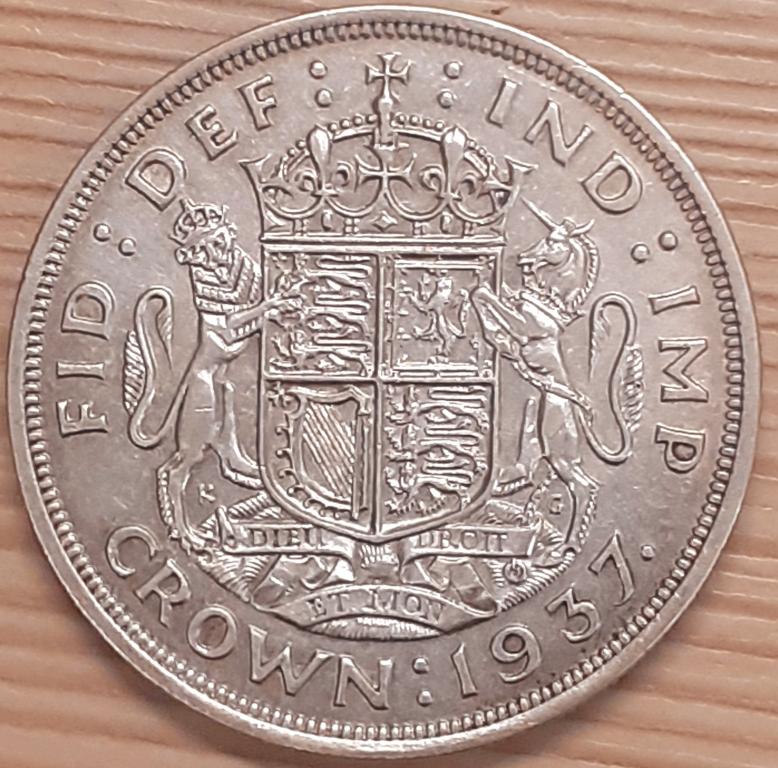 Великобритания 1 крона 1937 г. Георг VI. XF. Серебро. ОРИГИНАЛ!!!