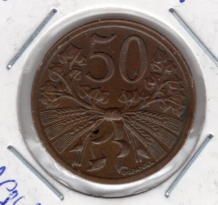 50 геллеров - Чехословакия - 1947 - KM#21