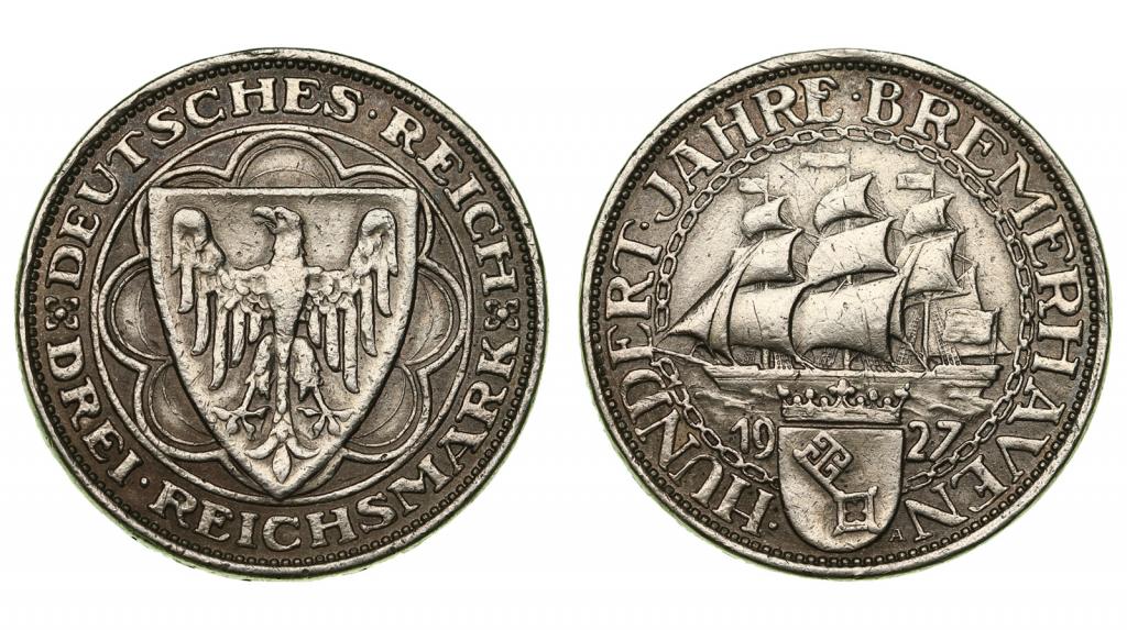Германия. Веймарская республика. 3 марки 1927 года.  309168