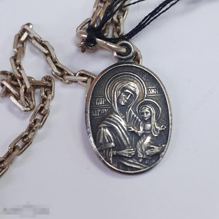 Цепочка с иконой Святой Анны. Серебро, 925 пр.   (9218)