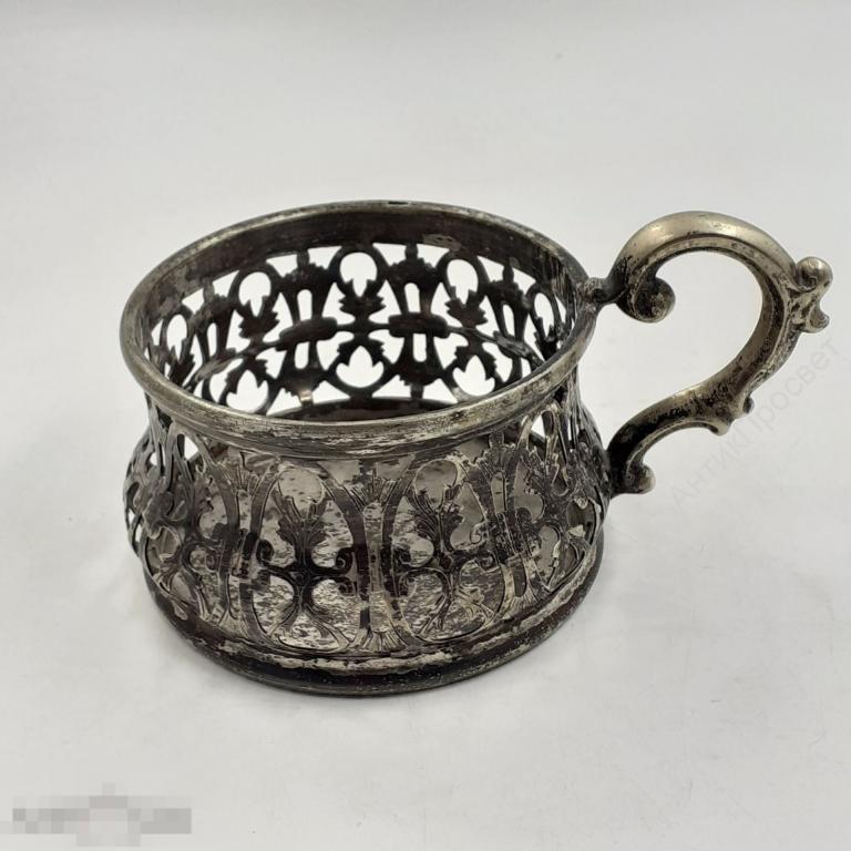 Красивый старинный подстаканник. Серебрение.   (10385)