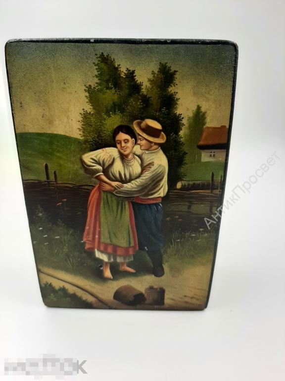 Шкатулка лаковая. Фабрика Вишнякова? 1908г? Платонов. Федоскино   (Ч)