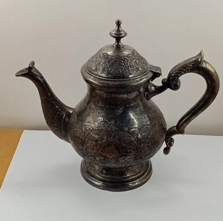 Заварочный чайник латунь серебрение Индия (031721)
