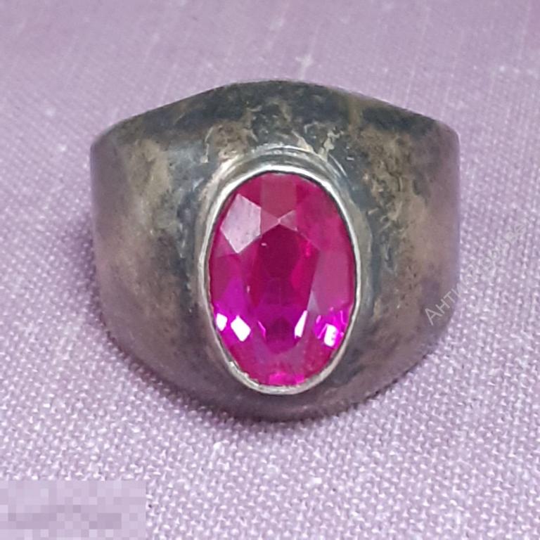 Крупное кольцо. Серебро, 875 со звездой.   (10170)