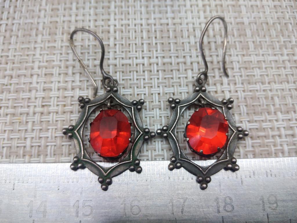 Серьги серебро 875 пр Звезда СССР. Винтаж.