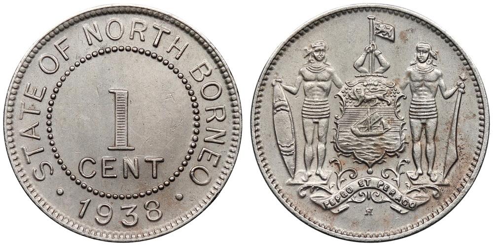 СЕВЕРНОЕ БОРНЕО 1 цент 1938 H Георг VI ННР AU55