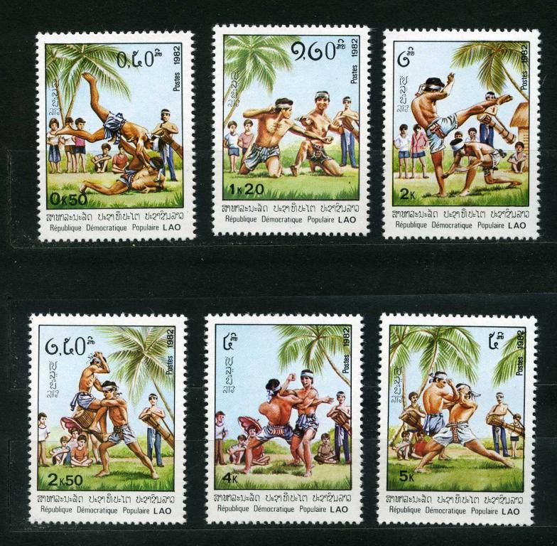 Лаос. Спорт карате борьба. Серия. 1982.**
