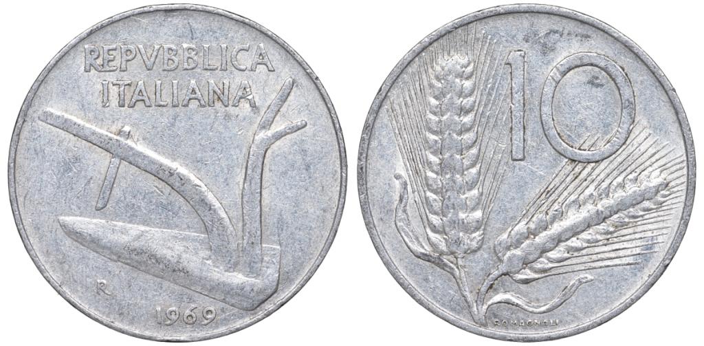 Италия 10 чентезимо 1969 R алюминий 23-945