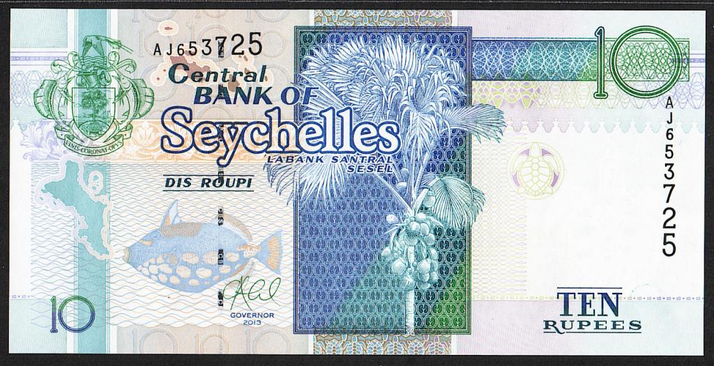 Сейшелы. 10 рупий. 2013г. UNC. Пресс. В1-4706