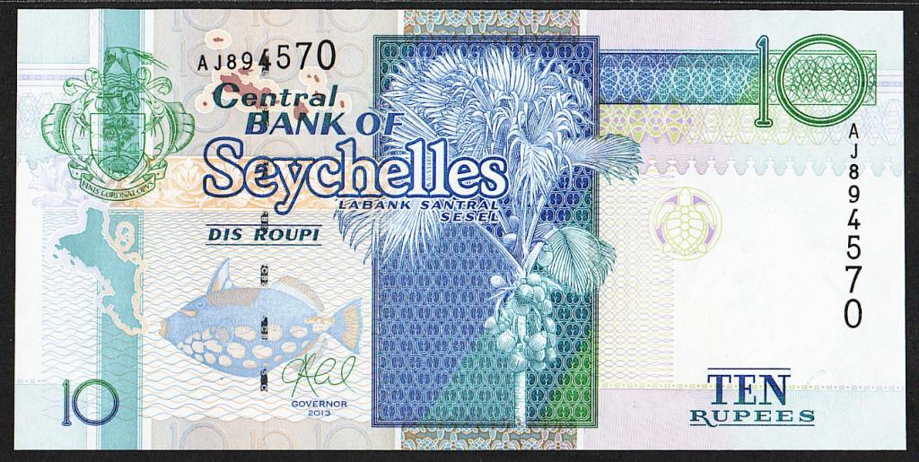 Сейшелы. 10 рупий. 2013г. UNC. Пресс. В1-4707