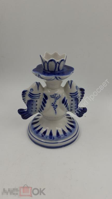 Подсвечник Рыбы. Гжель.  СССР.   (8866)