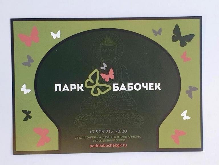 Листовка  Парк бабочек Санкт-Петербург