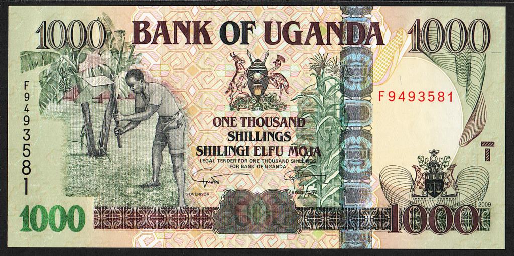 Уганда. 1000 шиллингов. 2009г. UNC. ПРЕСС. В1-4732